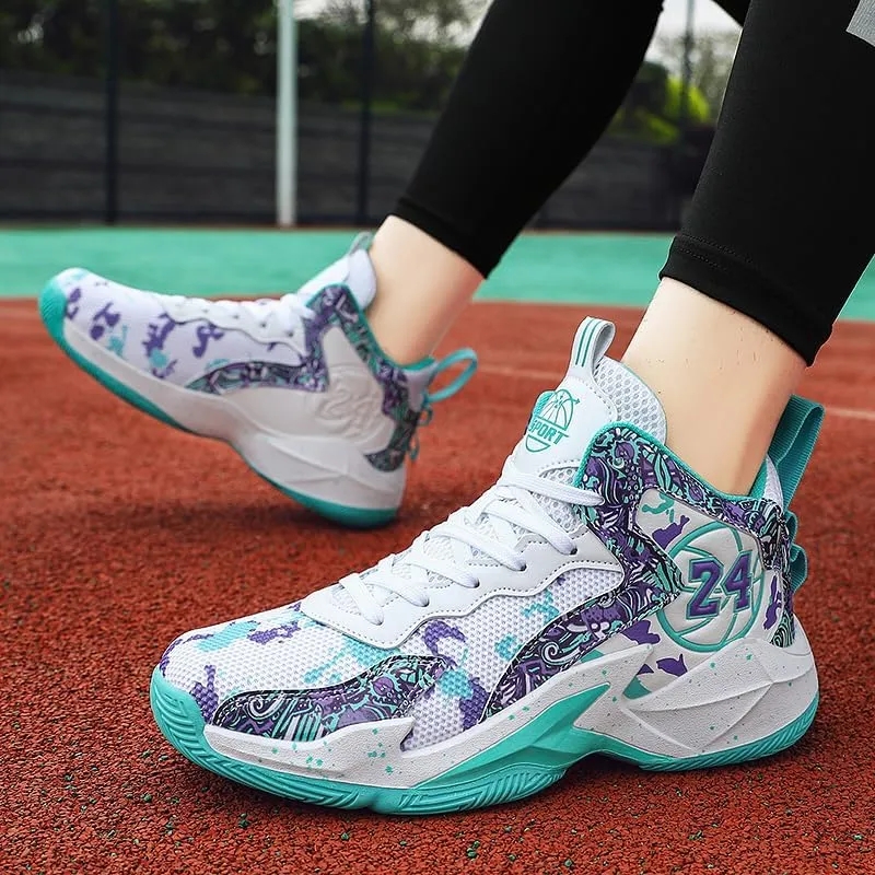 Kids Basketball Shoes, Mesh Cloth Casual Sports Basketball Shoes Breathable Comfortable Boys Sneakers for Big Kids