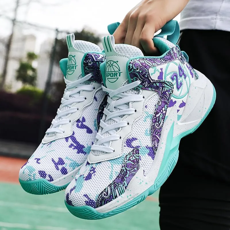 Kids Basketball Shoes, Mesh Cloth Casual Sports Basketball Shoes Breathable Comfortable Boys Sneakers for Big Kids