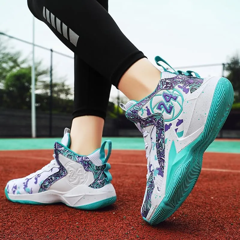 Kids Basketball Shoes, Mesh Cloth Casual Sports Basketball Shoes Breathable Comfortable Boys Sneakers for Big Kids