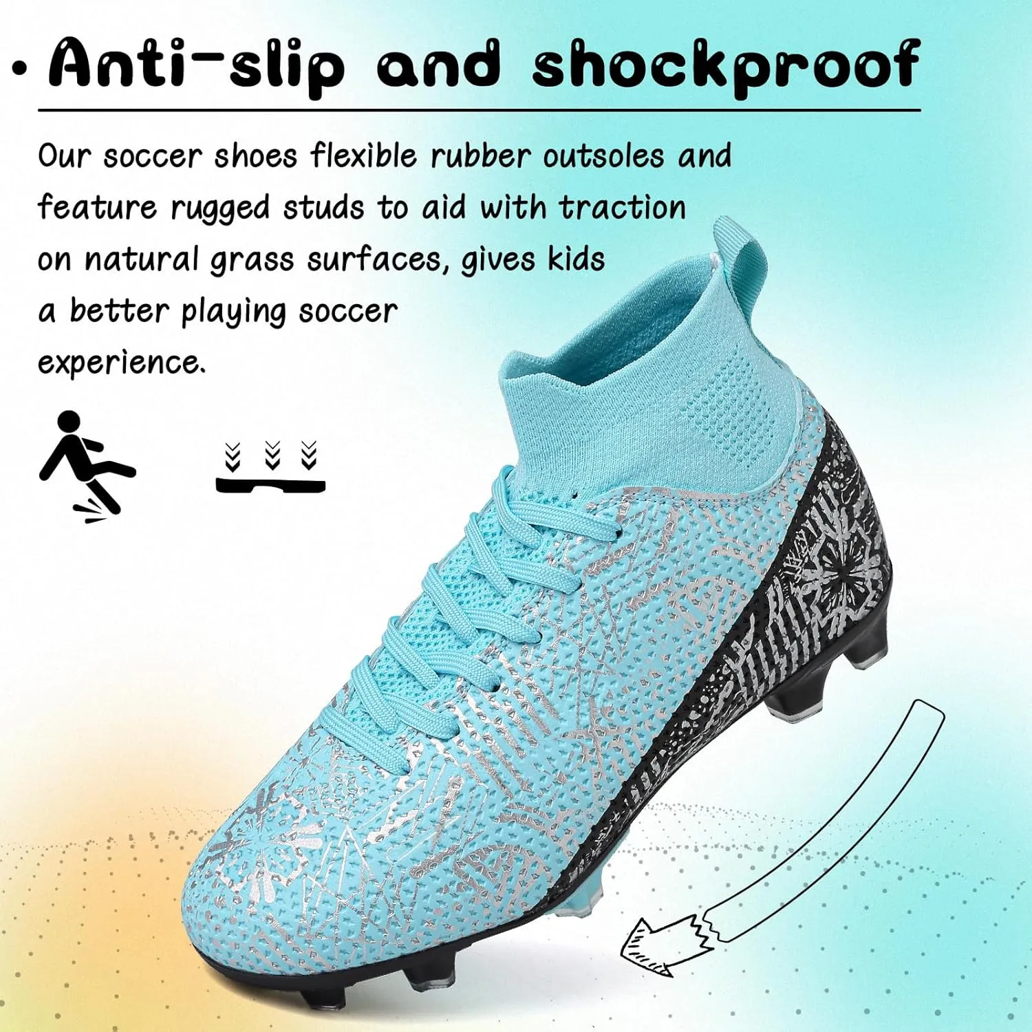 Kids Soccer Cleats Boys Girls Football Cleats Turf Soccer Shoes AG/FG