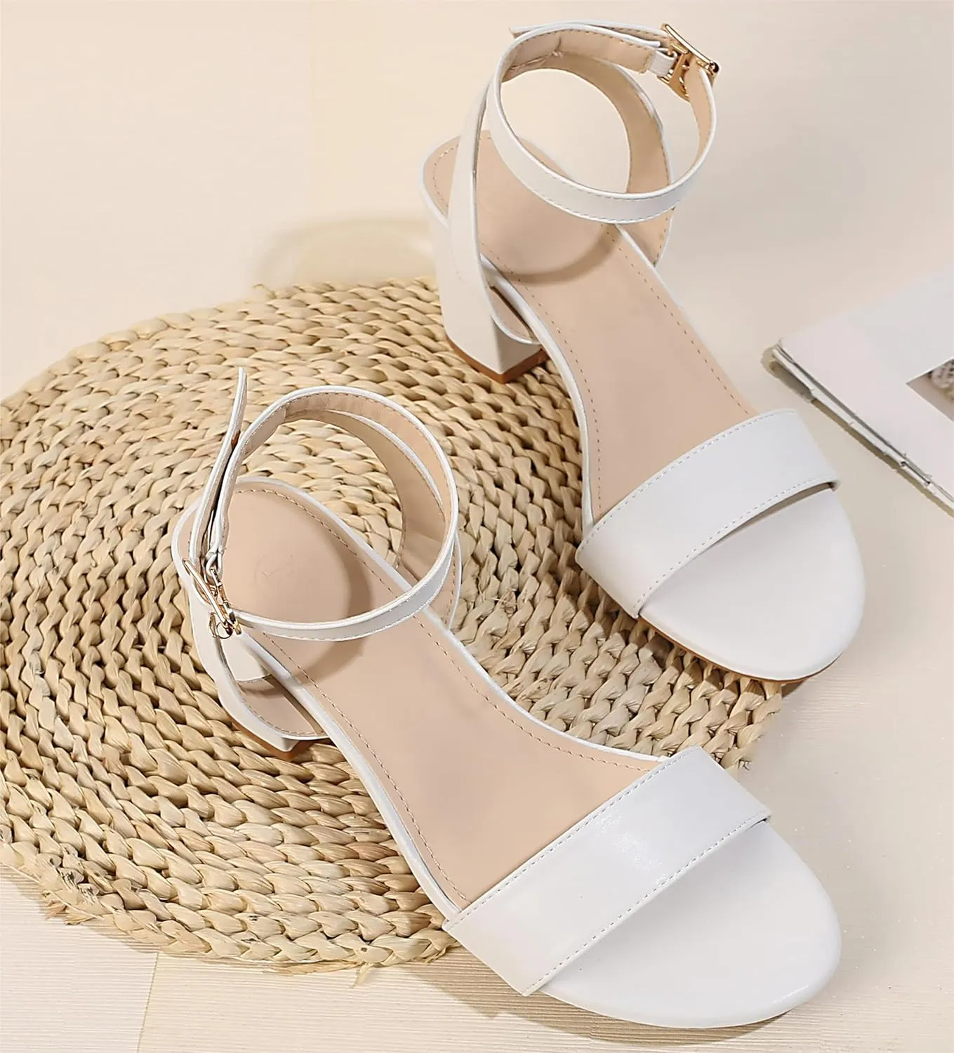 kkdom Glitter Sandals - Strappy, Chunky Pumps; Low Heels, Open Toe Block Heels for Women - Wedding, Dress, Party Wear