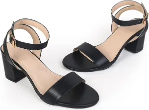 kkdom Glitter Sandals - Strappy, Chunky Pumps; Low Heels, Open Toe Block Heels for Women - Wedding, Dress, Party Wear