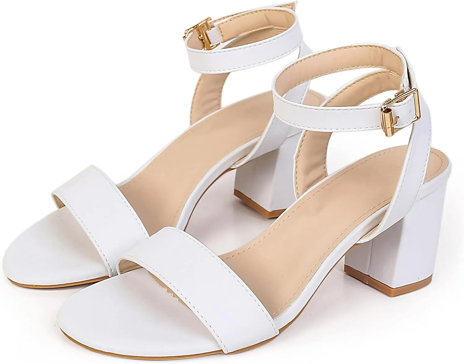 kkdom Glitter Sandals - Strappy, Chunky Pumps; Low Heels, Open Toe Block Heels for Women - Wedding, Dress, Party Wear