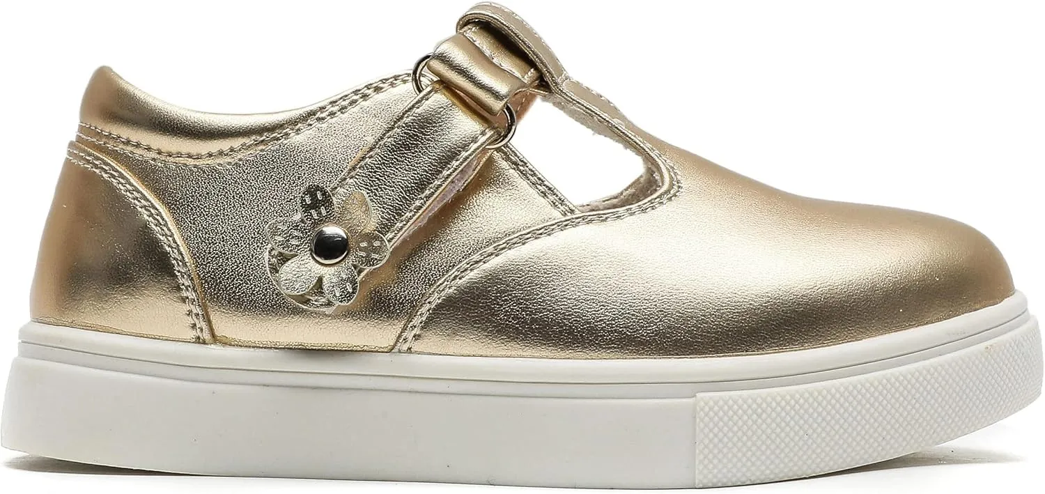 kkdom Toddler/Little Kid/Girls T-Strap Mary Jane Sneaker