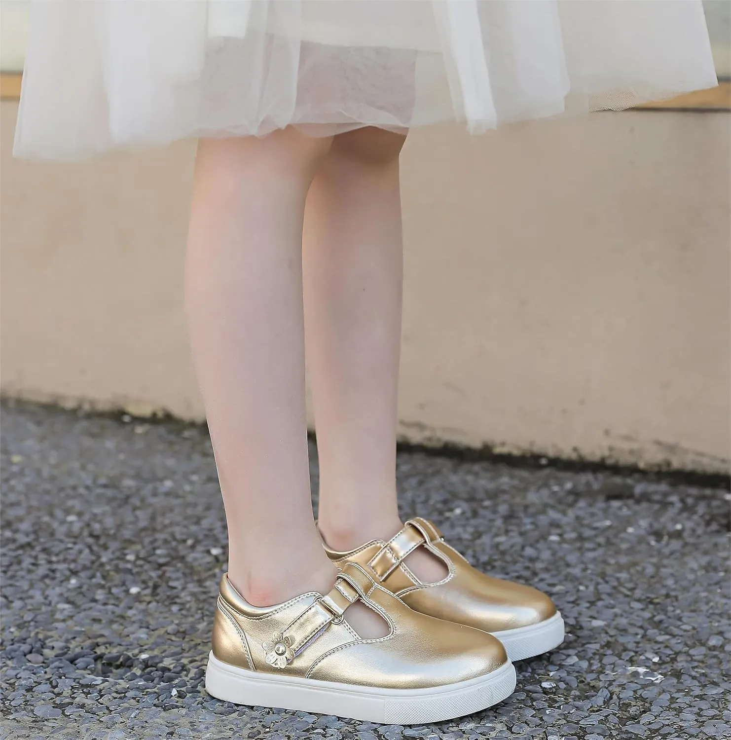 kkdom Toddler/Little Kid/Girls T-Strap Mary Jane Sneaker
