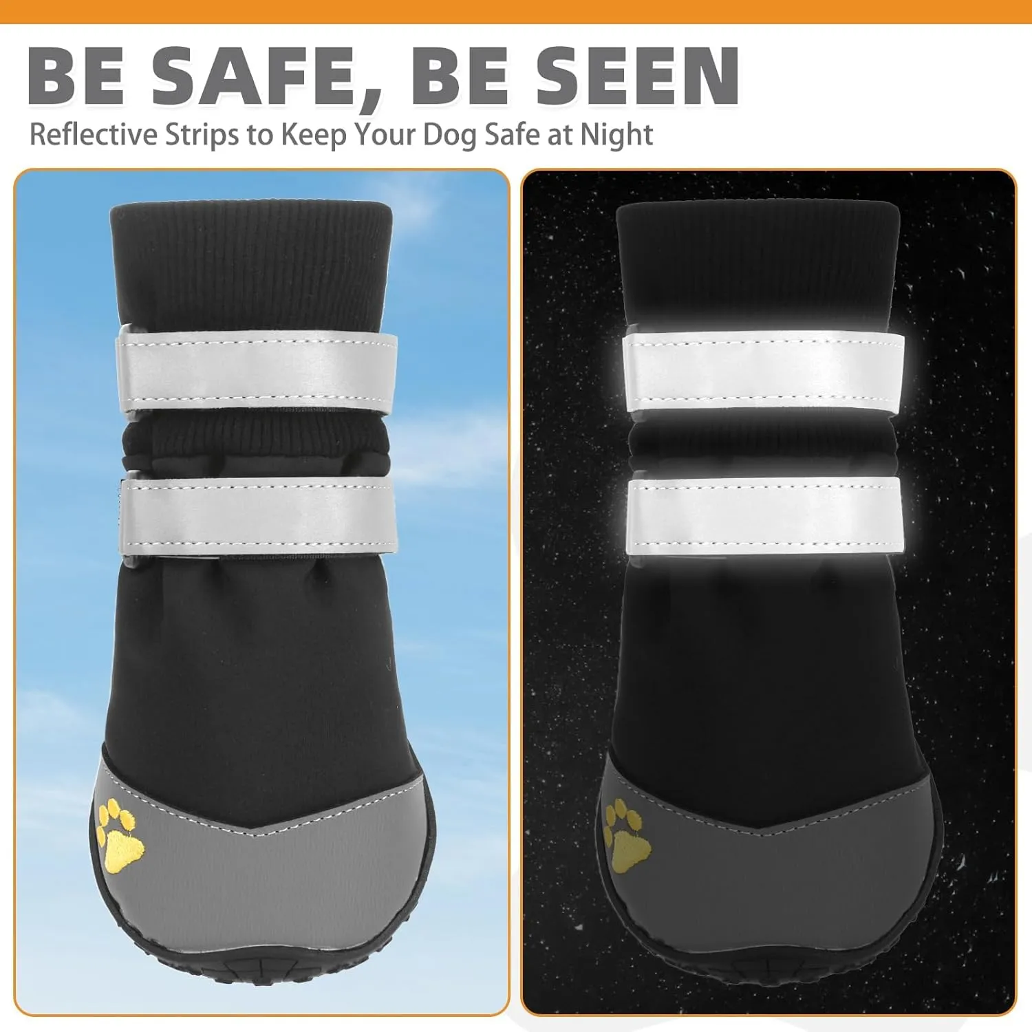 KOOLTAIL Dog Shoes for L XL Dogs: Waterproof Anti-Slip Boots & Paw Protectors for Hardwood Floor, Outdoor Use on Hot Pavement Snow Hiking, Black Size 8