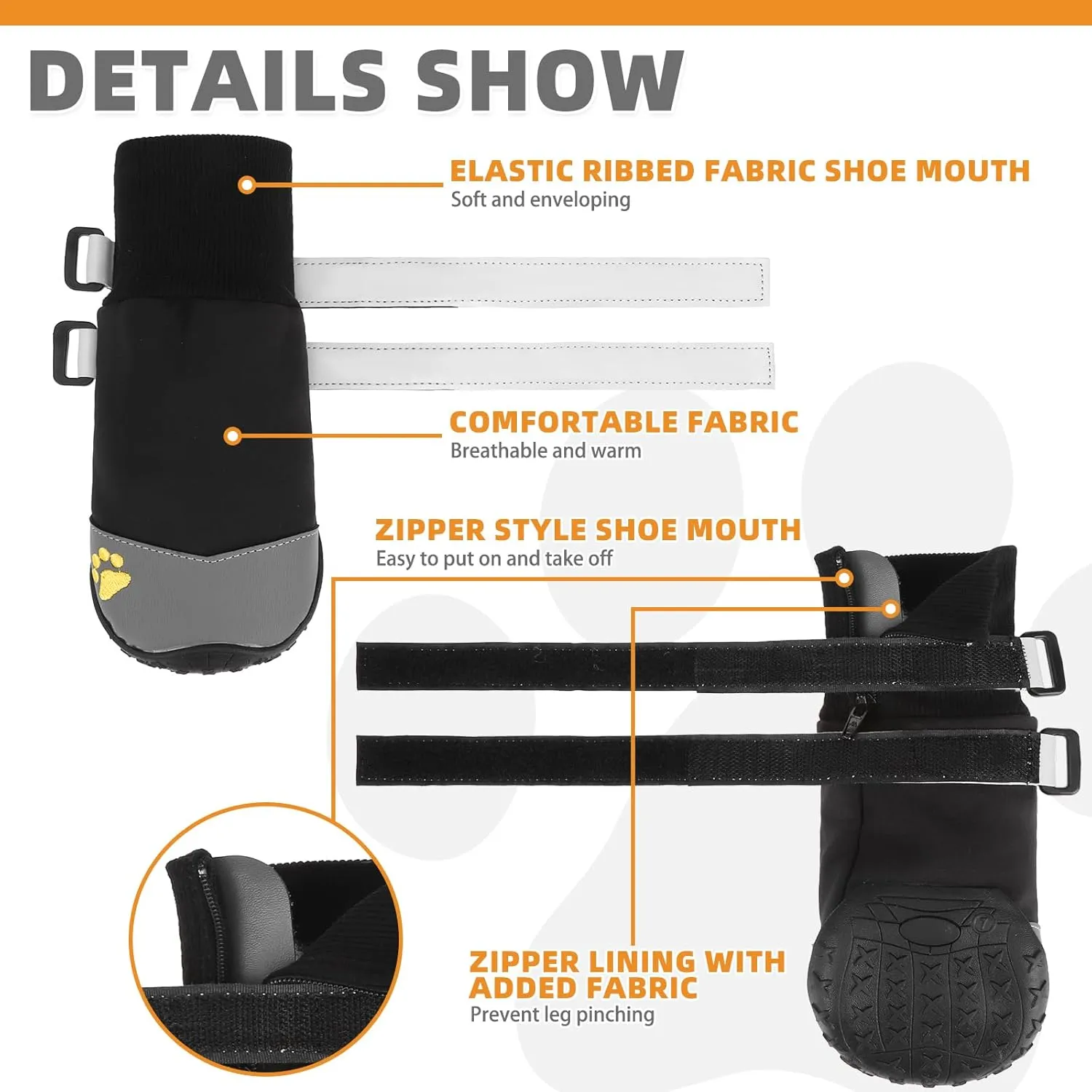 KOOLTAIL Dog Shoes for L XL Dogs: Waterproof Anti-Slip Boots & Paw Protectors for Hardwood Floor, Outdoor Use on Hot Pavement Snow Hiking, Black Size 8