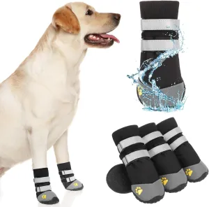 KOOLTAIL Dog Shoes for L XL Dogs: Waterproof Anti-Slip Boots & Paw Protectors for Hardwood Floor, Outdoor Use on Hot Pavement Snow Hiking, Black Size 8