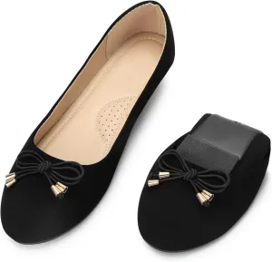 KUNWFNIX Women's Ballet Flats Crystal Wedding Ballerina Shoes Pointed Toe Pearl Diamond Low Heel Comfortable Dressy Work Business Dance Flats