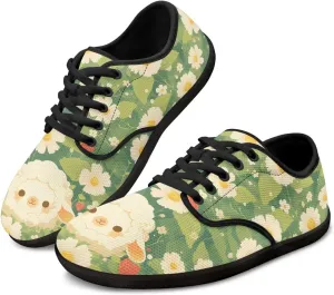 Lace-Up Barefoot Shoes for Mother Women Wide Toe Walking Shoes Lightweight Soft Anti-Skid Sneakers for Hiking and Daily Wear US Size 6-13.5 Black Sole