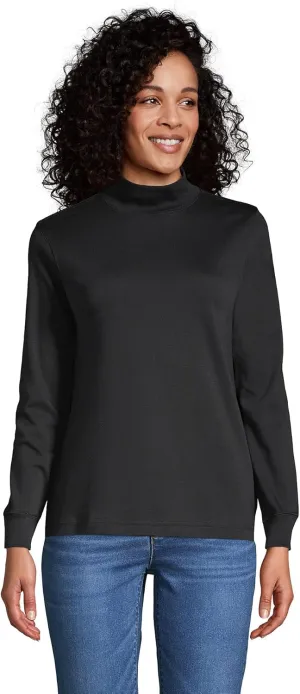 Lands' End Women's Long Sleeve American-Grown Supima Cotton Mock Turtleneck Shirt