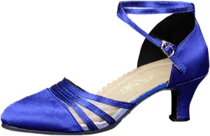 Latin Dance Shoes for Women Glitter Ballroom Shoes Closed Toe Party Shoe Comfortable Wedding Shoe with Ankle Strap