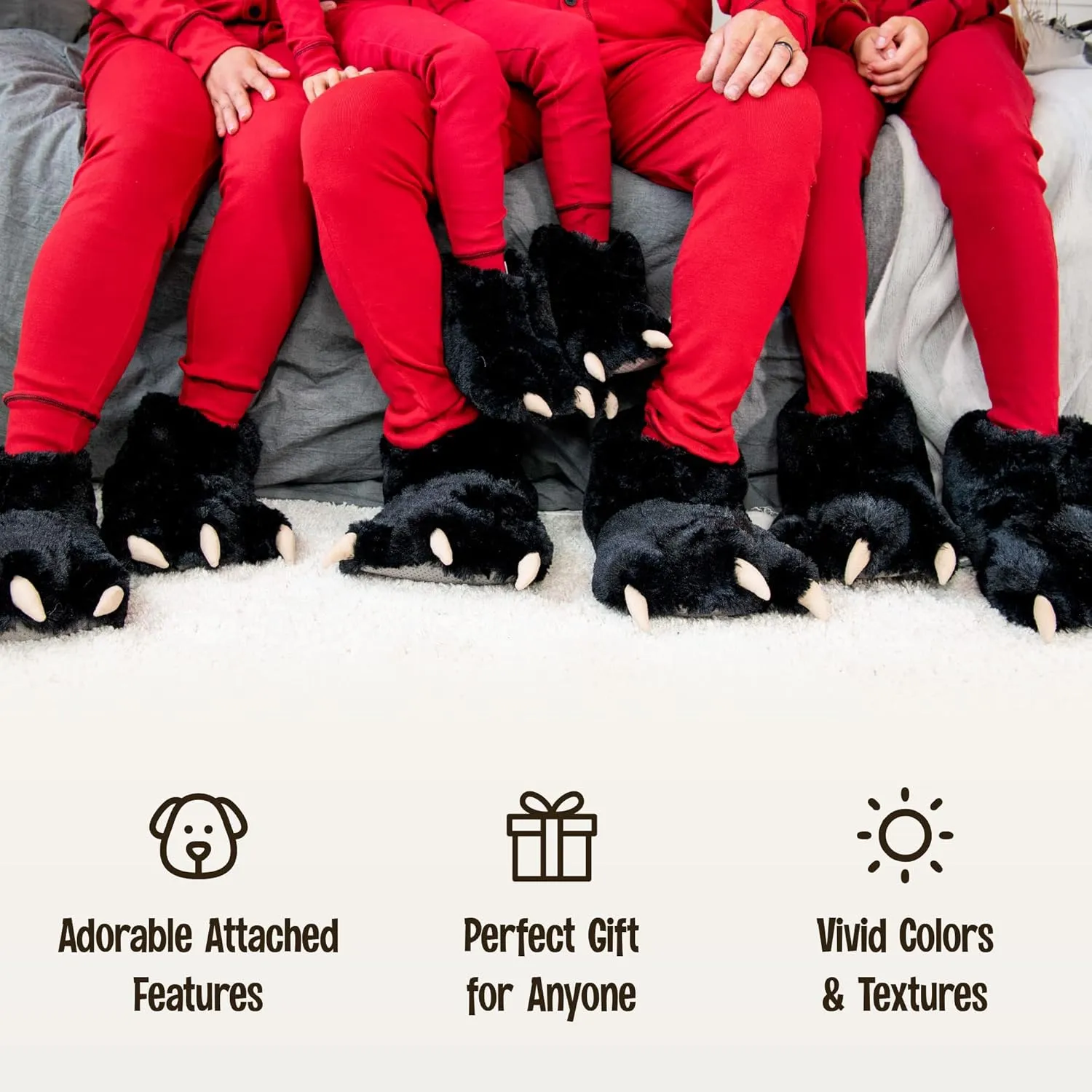 Lazy One Animal Paw Slippers for Kids and Adults, Fun Costume for Kids, Cozy Furry Slippers
