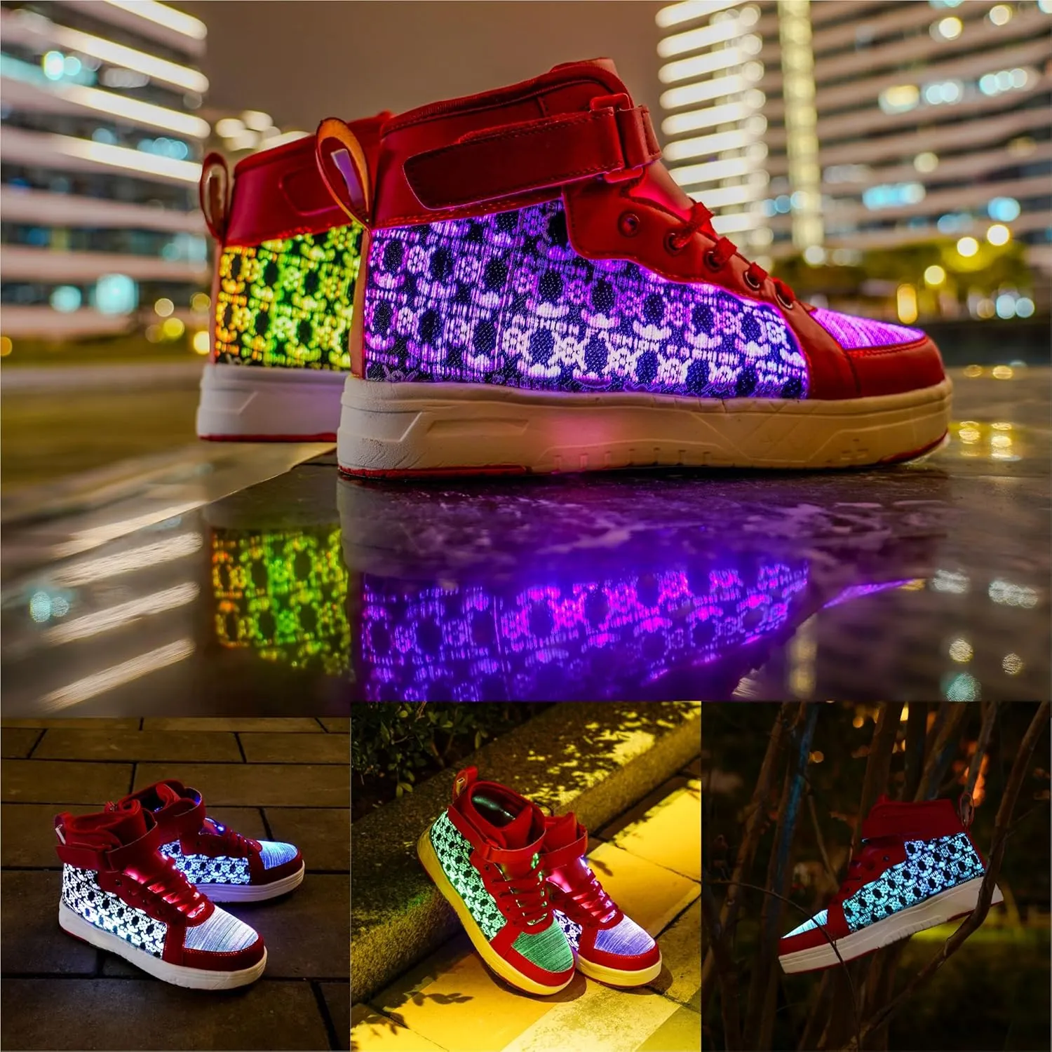 Led Light Up Shoes High Top Sneakers for Women Men Hip-Hop Dancing Shoes for Halloween Christmas Party with USB Charging