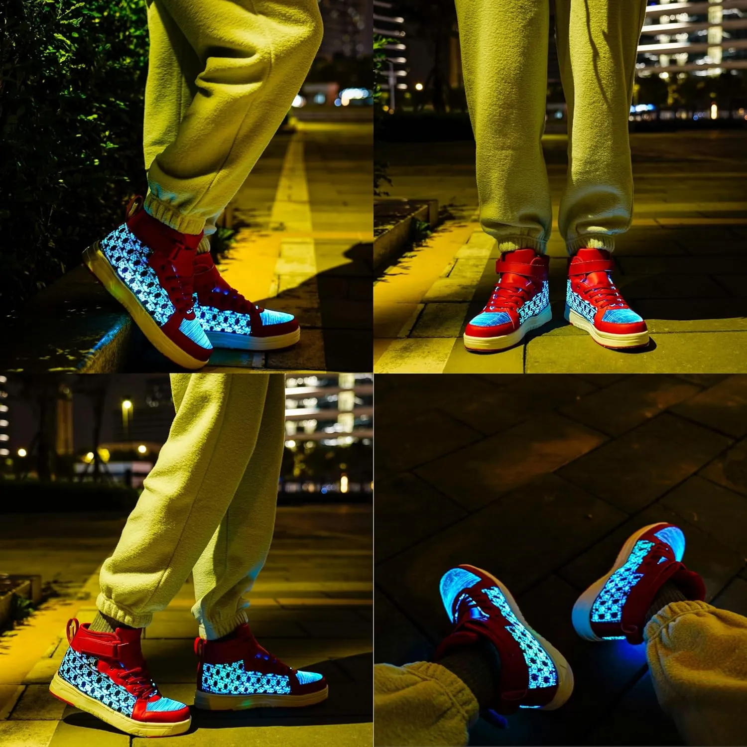 Led Light Up Shoes High Top Sneakers for Women Men Hip-Hop Dancing Shoes for Halloween Christmas Party with USB Charging
