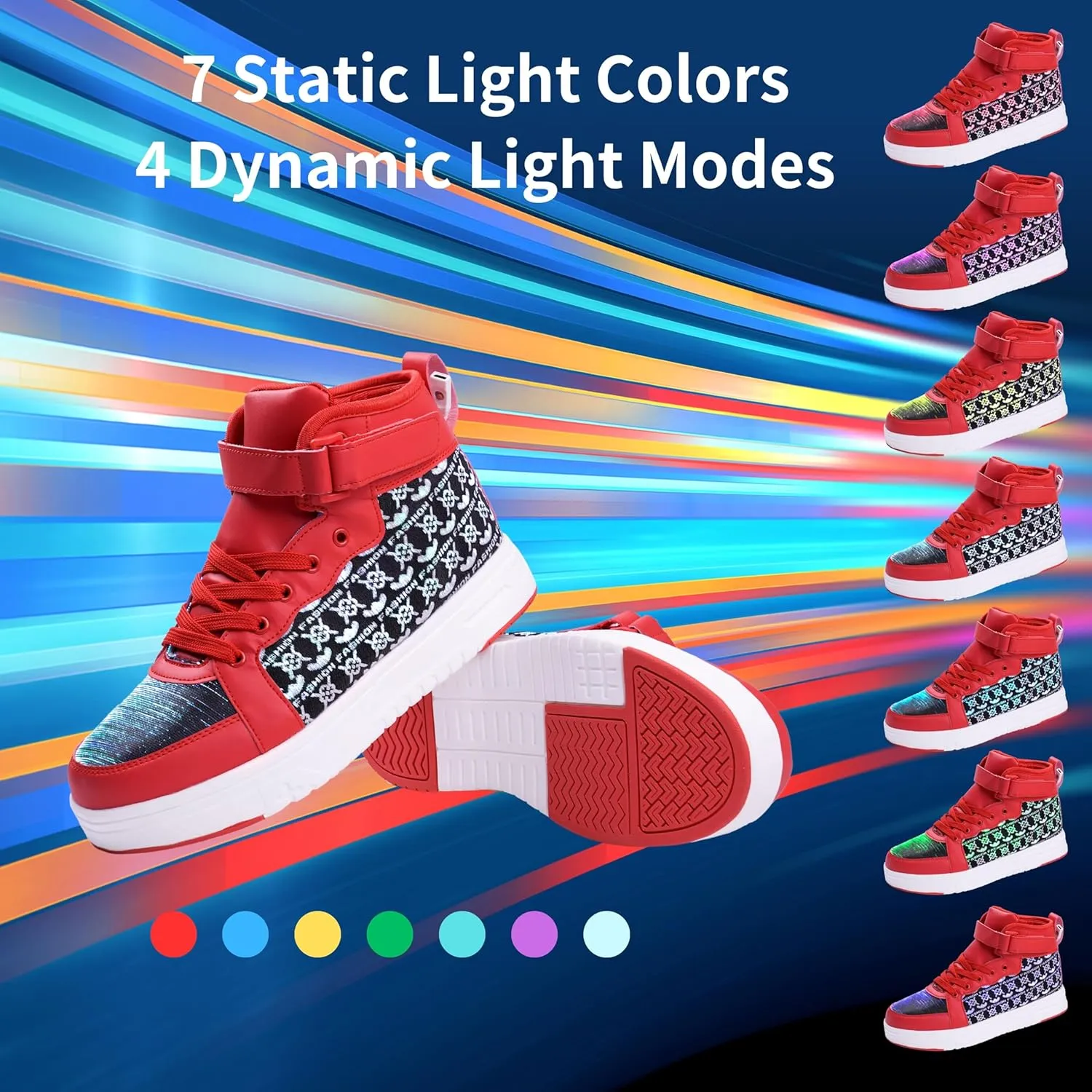 Led Light Up Shoes High Top Sneakers for Women Men Hip-Hop Dancing Shoes for Halloween Christmas Party with USB Charging
