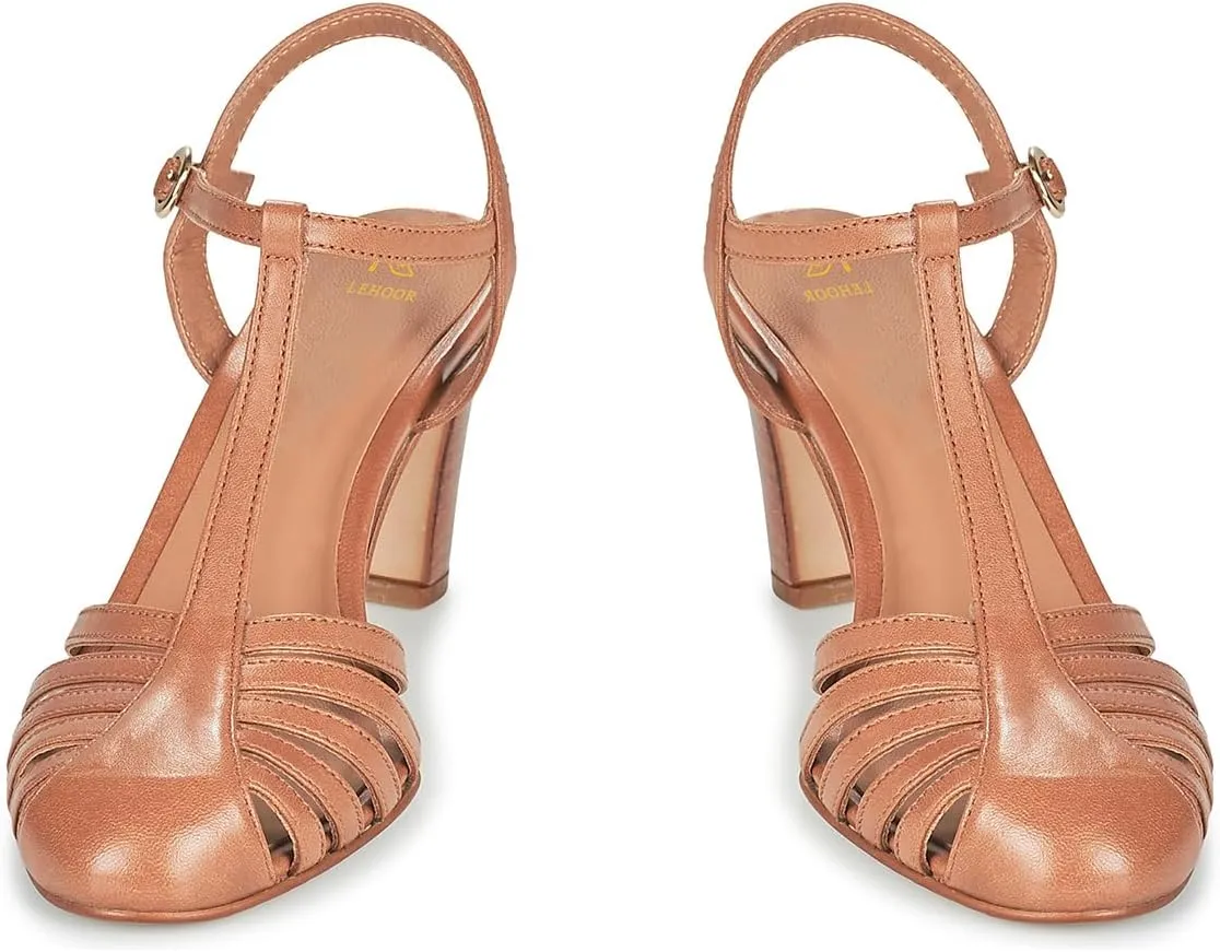 LEHOOR Women Chunky Heel Mary Jane Shoes Cutout Ankle Strap Dress Pumps Cage Toe Sandals T-strap Pump Shoe 3 Inch High Kitten Heel Round Closed Toe Roman Sandals Summer Ladies Evening Party 4-11 M US