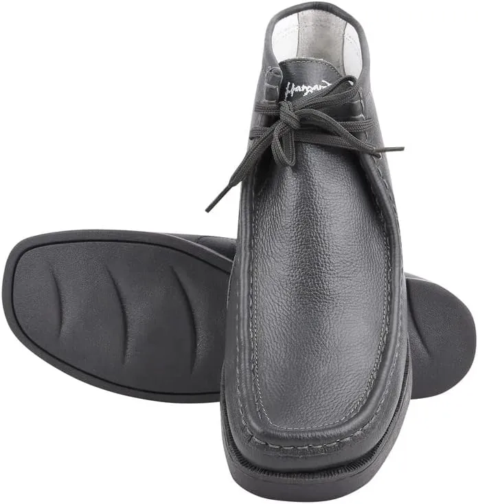 LIBERTYZENO Mens Moccasin Toe Desert Boots Genuine Leather Adults Lace Up Casual Chukka Boot Shoes for Prom Graduation