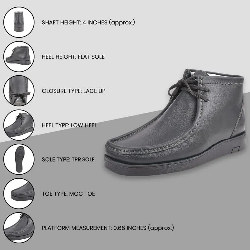 LIBERTYZENO Mens Moccasin Toe Desert Boots Genuine Leather Adults Lace Up Casual Chukka Boot Shoes for Prom Graduation