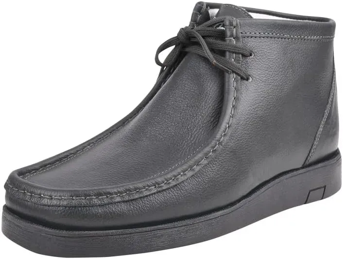 LIBERTYZENO Mens Moccasin Toe Desert Boots Genuine Leather Adults Lace Up Casual Chukka Boot Shoes for Prom Graduation