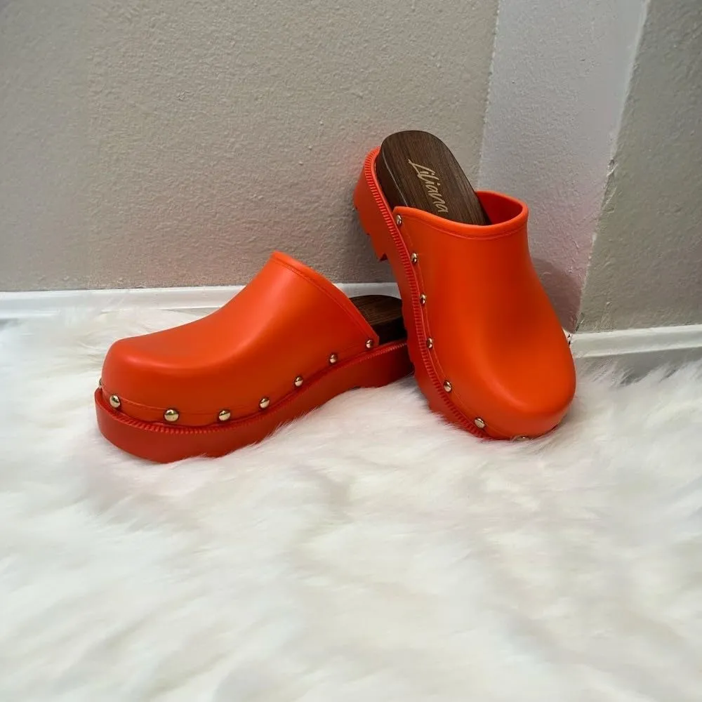 Liliana Women Jelly Closed toe Mule slide platform sandals (Runs Small)