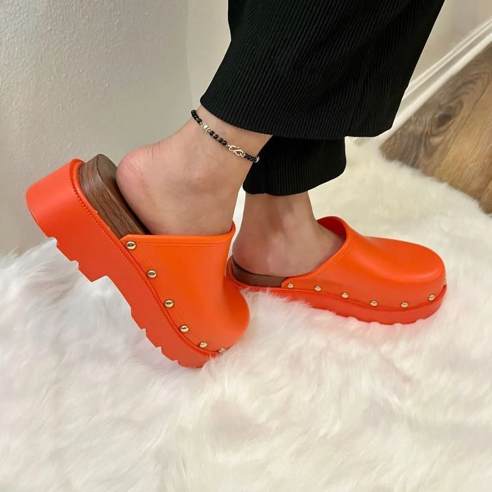 Liliana Women Jelly Closed toe Mule slide platform sandals (Runs Small)