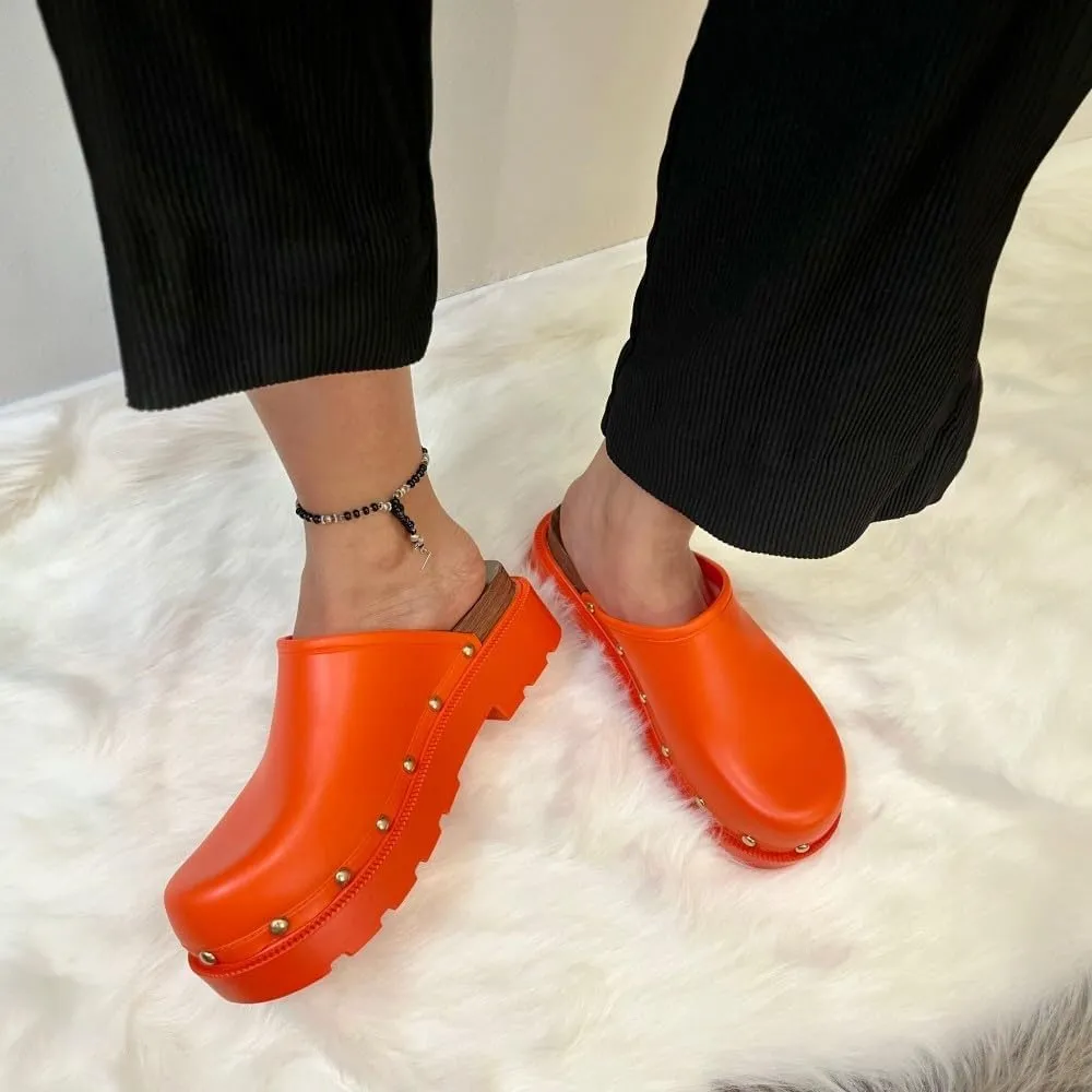 Liliana Women Jelly Closed toe Mule slide platform sandals (Runs Small)