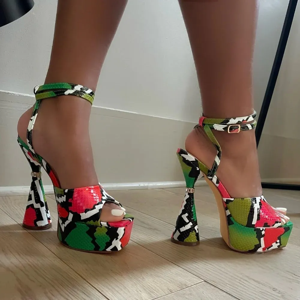 Liliana Women's Platform Chunky Heel Wrap Around Tie Up Ankle Straps Sandals