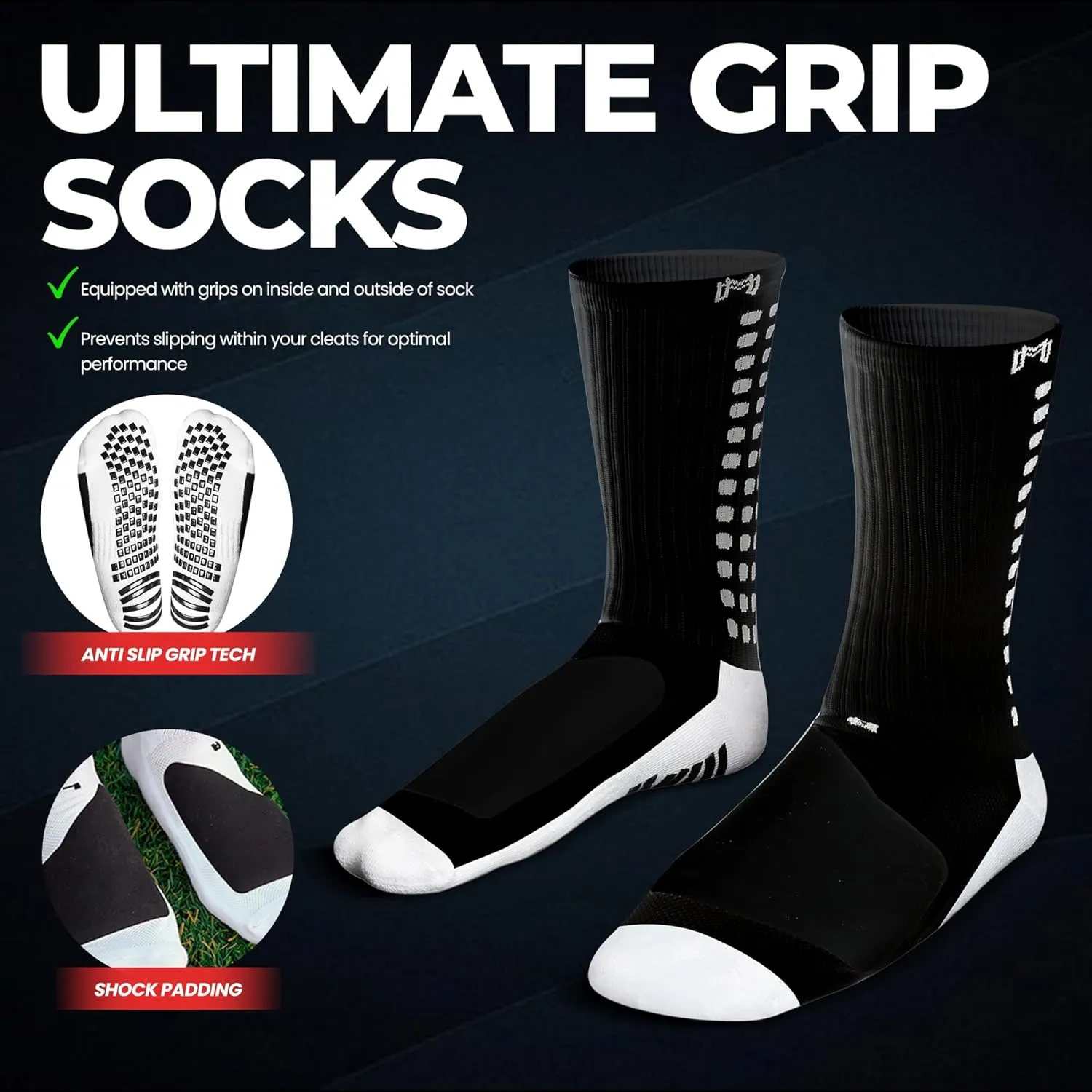 Lite - Protective Athletic Grip Sock with Metatarsal Padding Foot Protection, Anti-Slip Grip Pads, Non Slip Socks