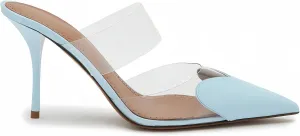 Love Heart Clear High Heeled Sandals for Women Closed Pointed Toe Comfortable Stiletto Mule Slip On Summer Party Prom Shoes