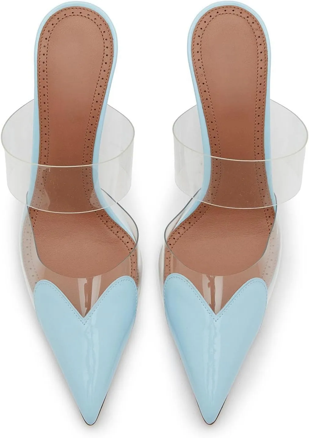 Love Heart Clear High Heeled Sandals for Women Closed Pointed Toe Comfortable Stiletto Mule Slip On Summer Party Prom Shoes
