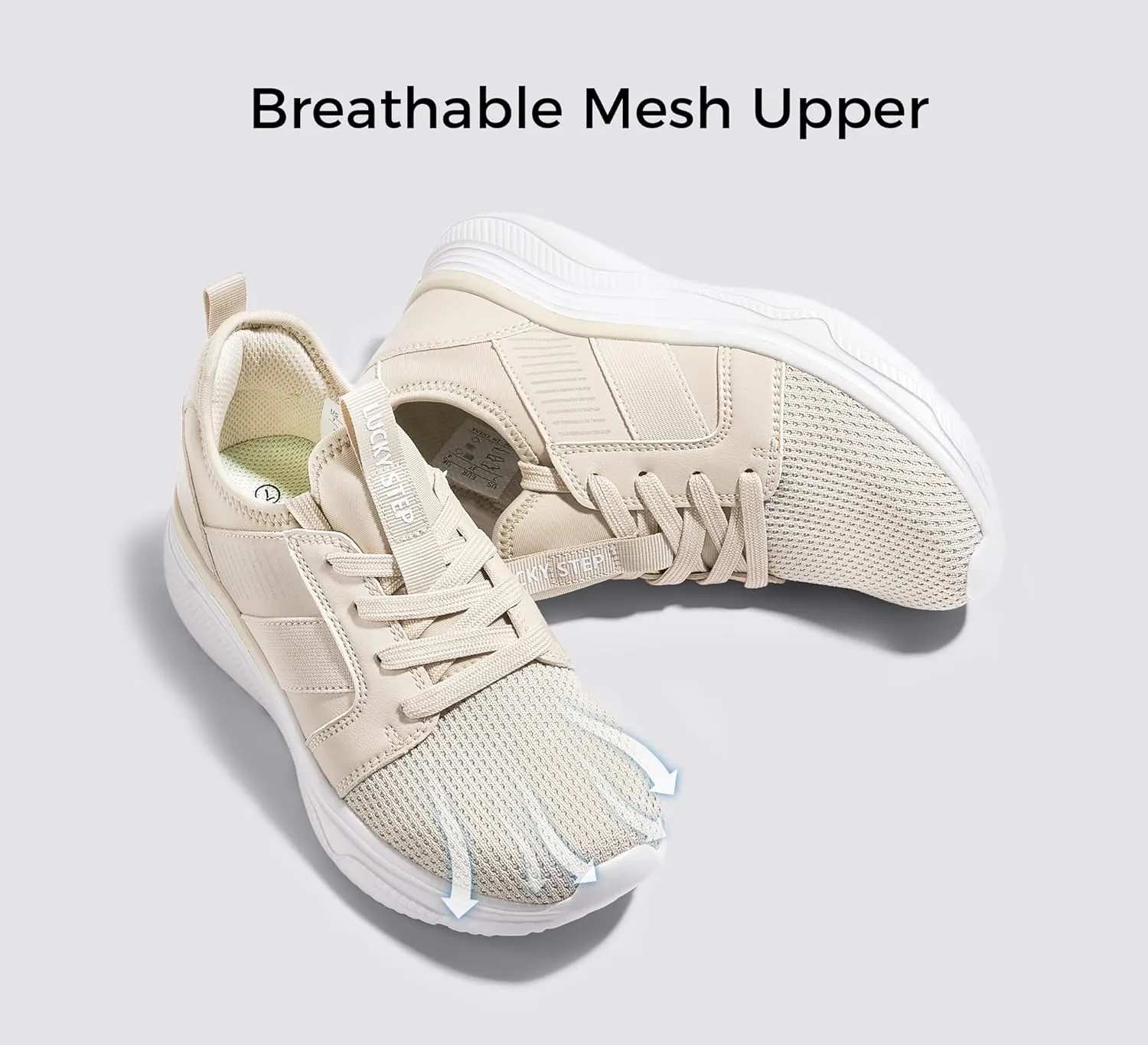 LUCKY STEP Women's Mesh Slip On Walking Shoes Platform Tennis Running Sneakers Breathable Lightweight Training Workout Athletic Gym Footwear