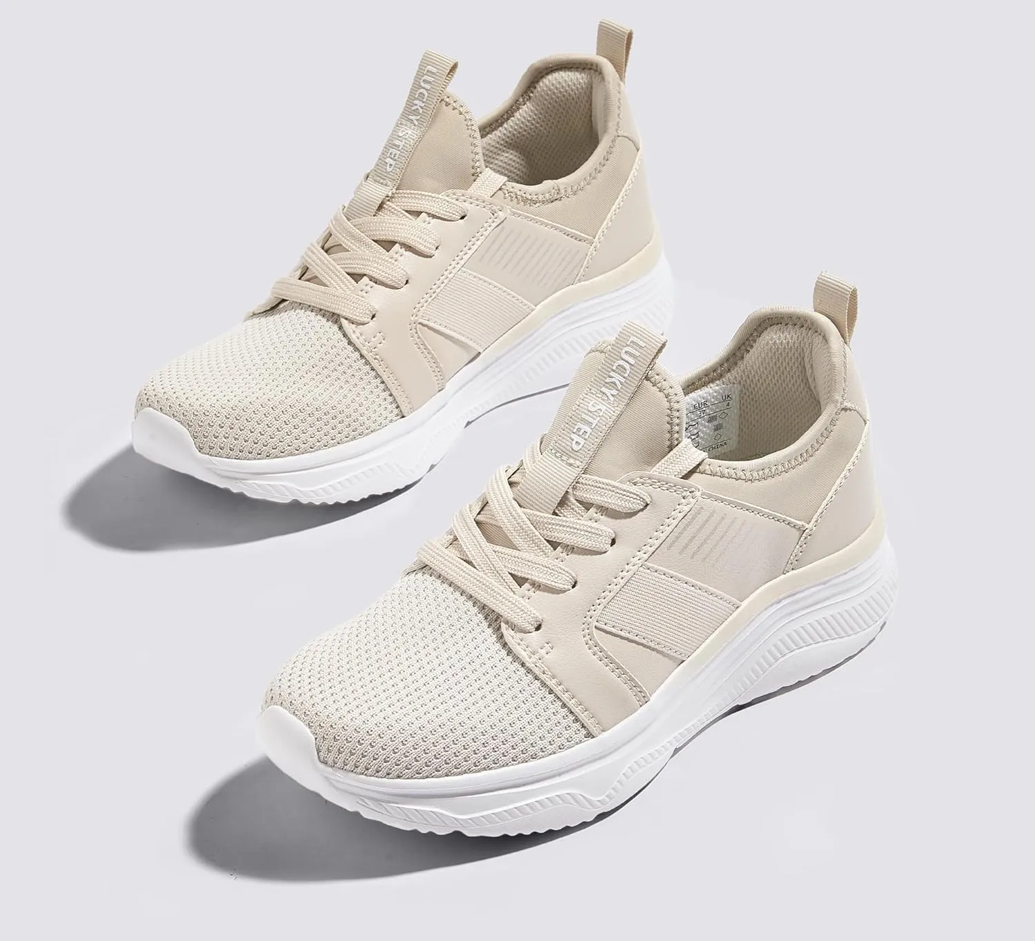 LUCKY STEP Women's Mesh Slip On Walking Shoes Platform Tennis Running Sneakers Breathable Lightweight Training Workout Athletic Gym Footwear