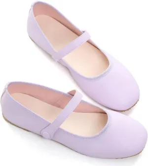 LUXINYU Women's Mary Jane Shoes Candy Color Ankle Strap Ballet Flats Soft Pu Leather Lightweight Casual Flats