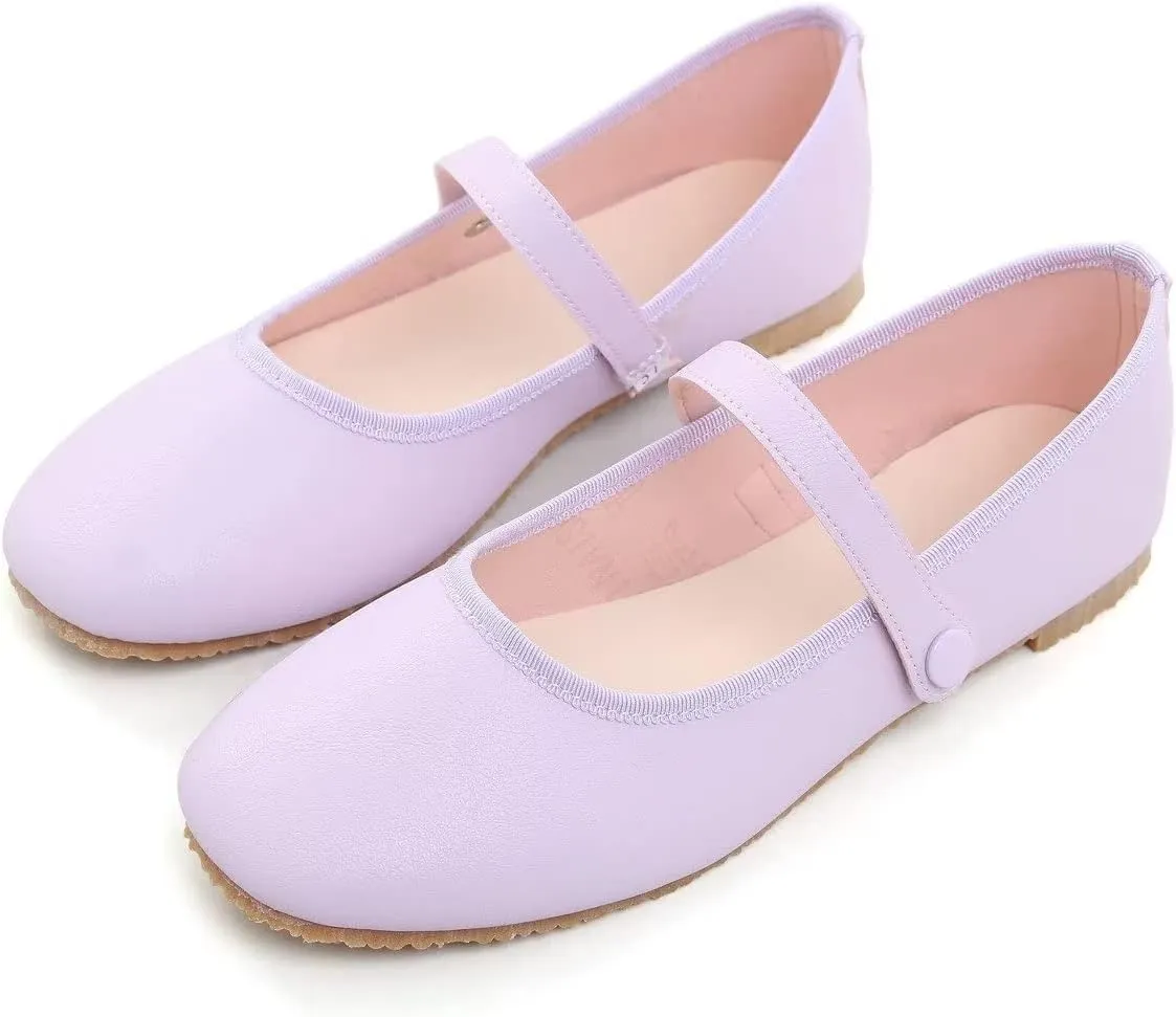 LUXINYU Women's Mary Jane Shoes Candy Color Ankle Strap Ballet Flats Soft Pu Leather Lightweight Casual Flats