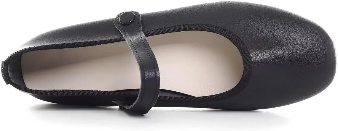 LUXINYU Women's Mary Jane Shoes Candy Color Ankle Strap Ballet Flats Soft Pu Leather Lightweight Casual Flats
