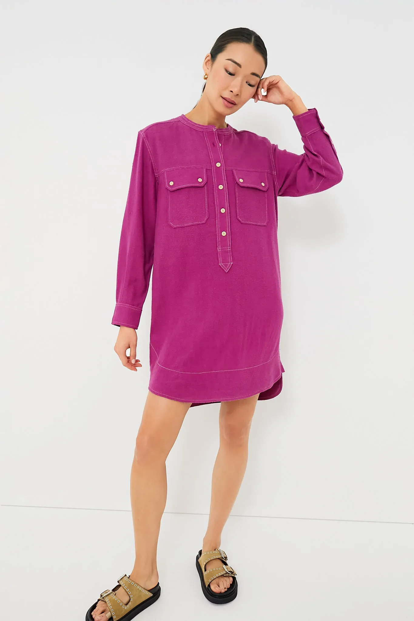 Mauve Venoya Silk Bourette Dress