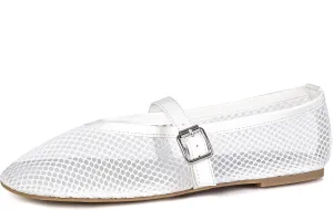 MaxMuxun Women's Flats Mesh Ballet Flats Round Toe Buckle Strap Comfortable Causal Dress Flats Shoes