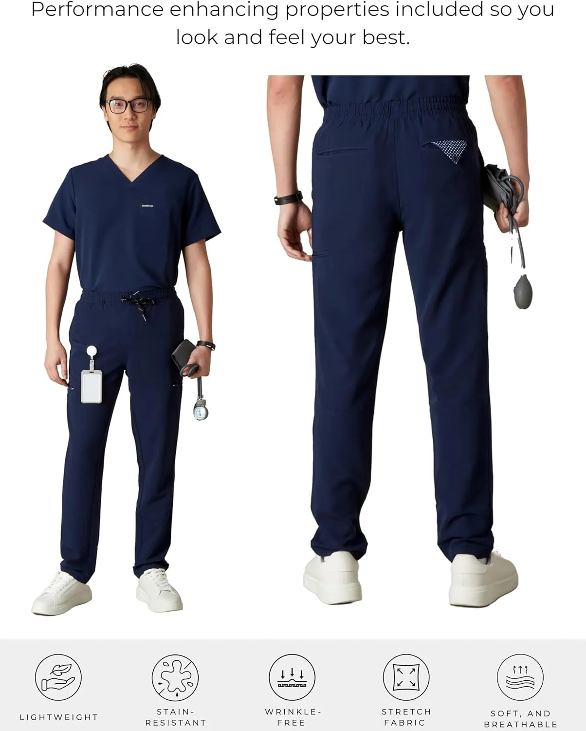 Members Only Men's Hampton Open Bottom Scrub | Mens Scrub Pants | Jogger Scrubs for Men | Men's Medical Scrub Pants