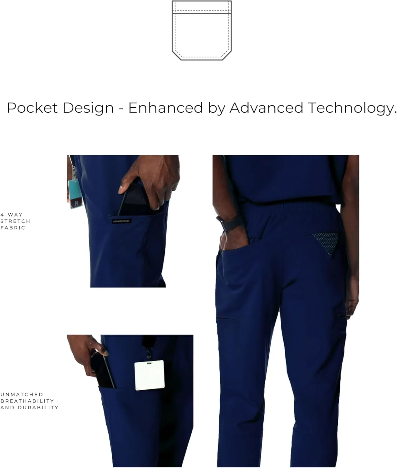 Members Only Men's Hampton Open Bottom Scrub | Mens Scrub Pants | Jogger Scrubs for Men | Men's Medical Scrub Pants