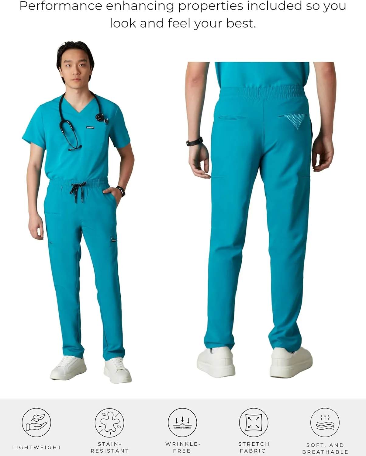 Members Only Men's Hampton Open Bottom Scrub | Mens Scrub Pants | Jogger Scrubs for Men | Men's Medical Scrub Pants