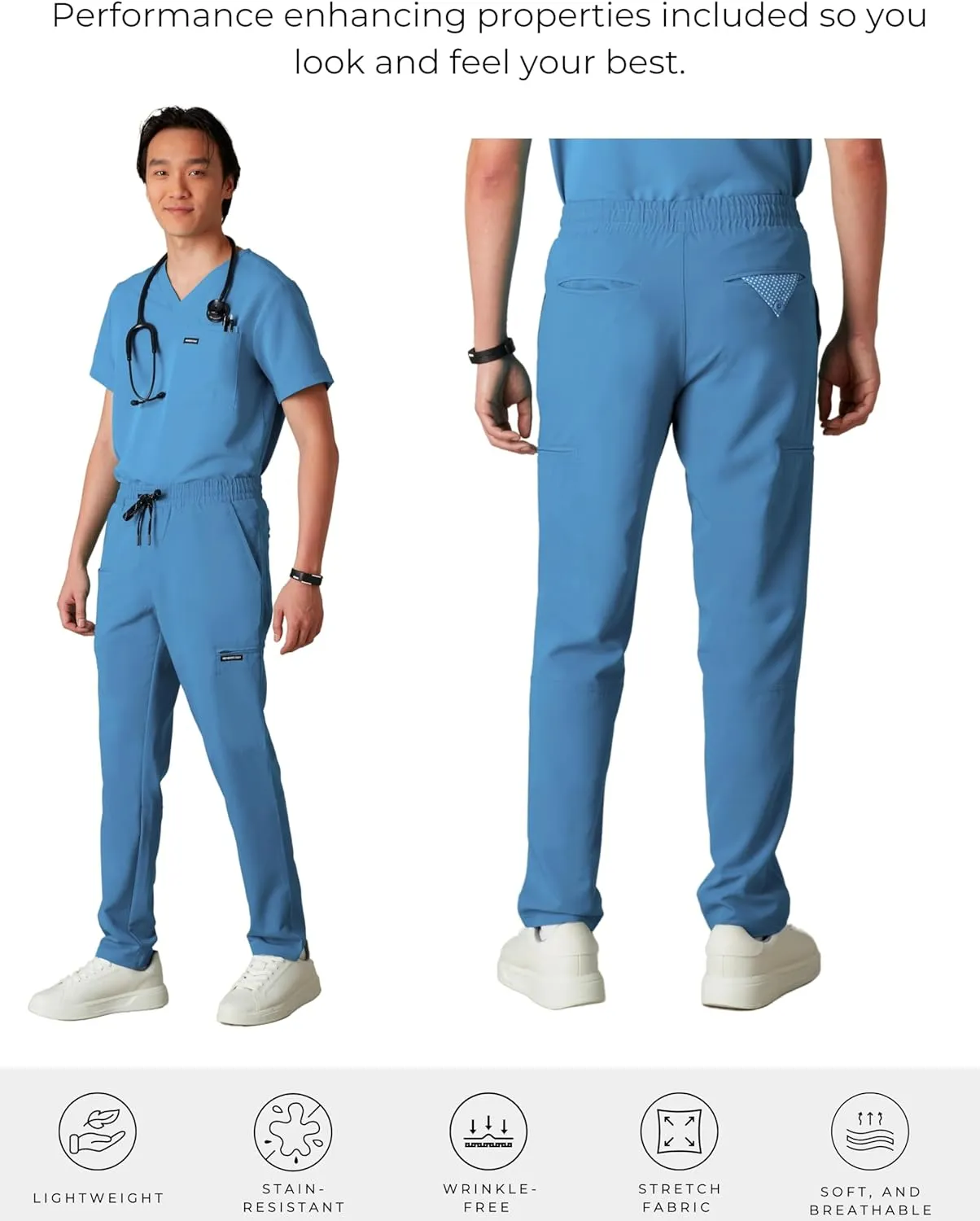 Members Only Men's Hampton Open Bottom Scrub | Mens Scrub Pants | Jogger Scrubs for Men | Men's Medical Scrub Pants