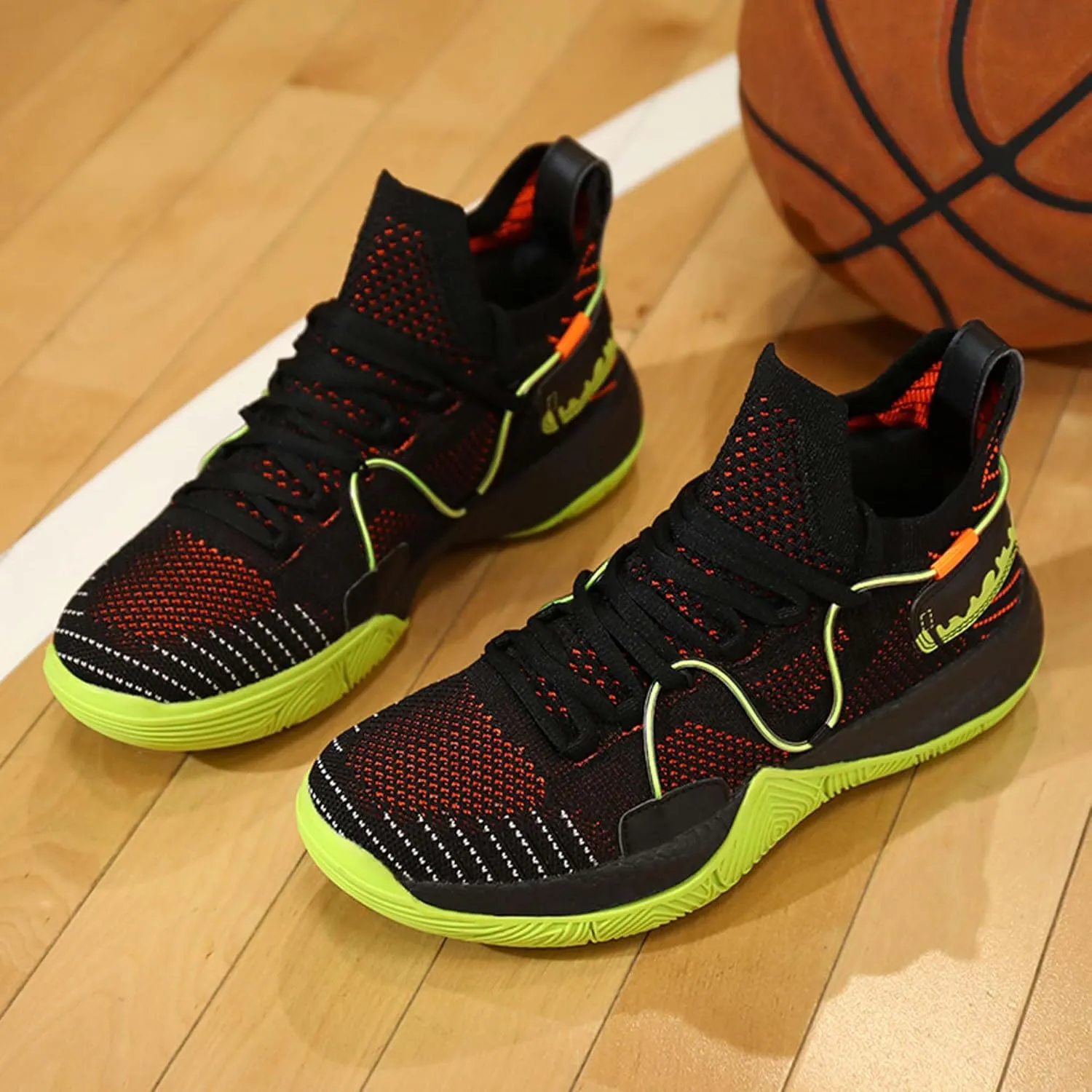 Mens and Womens Mesh Fabric Breathable Basketball Sneakers Mid Top Lace Up Casual Sneakers Non Slip and Breathable Fitness Training Shoes Lightweight Outdoor Hiking Shoes Baseball Sneakers