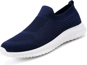 Men's Breathable Knit Walking Tennis Gym Slip On Laceless Sneakers