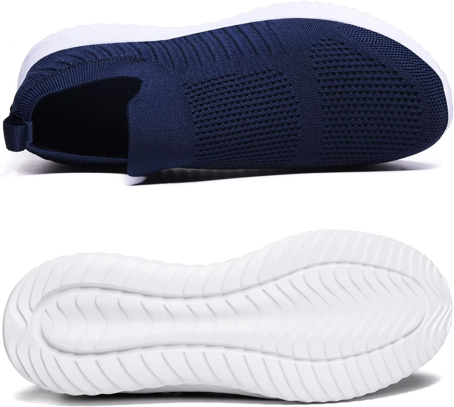 Men's Breathable Knit Walking Tennis Gym Slip On Laceless Sneakers