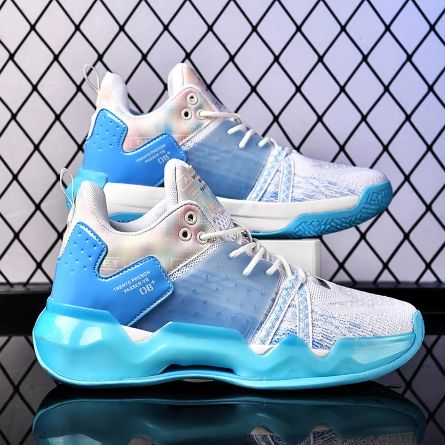 Mens Breathable Lace Up High-Top Mesh Cloth Basketball Shoes Fashion Comfortable High-Top Non-Slip Sneakers for Running Walking Workout Training