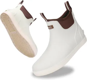 Men's Deck Boots Waterproof Fishing Rain Boots, Anti-Slip Rubber Boots Ankle Booties, High-Performance Footwear Chelsea Boots for Gardening Boating Camping Sailing