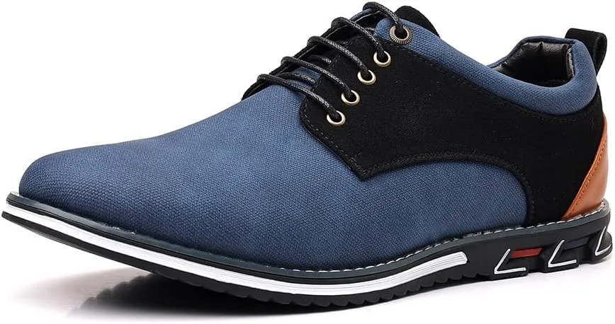 Mens Dress Sneakers Wide Comfortable Casual Dress Shoes Oxford Lace-up Business Casual Walking Dress Shoes for Men
