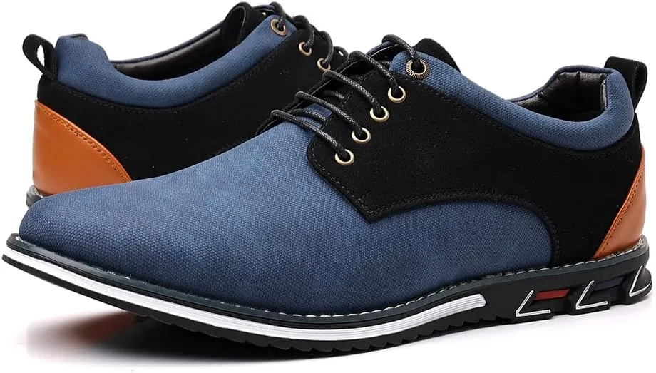 Mens Dress Sneakers Wide Comfortable Casual Dress Shoes Oxford Lace-up Business Casual Walking Dress Shoes for Men