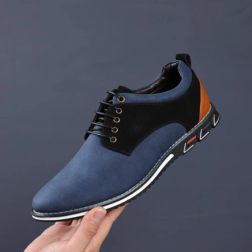 Mens Dress Sneakers Wide Comfortable Casual Dress Shoes Oxford Lace-up Business Casual Walking Dress Shoes for Men